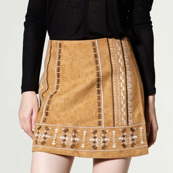 ✨Tan Faux Suede Boho Skirt